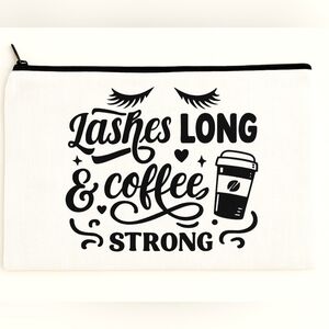Lashes Long And Coffee Strong Custom Canvas Makeup Bag